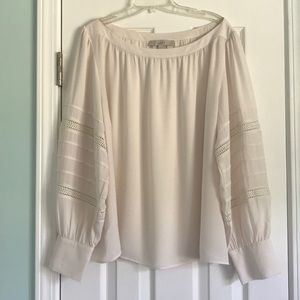 LOFT Cream Long Sleeve Blouse Size XL